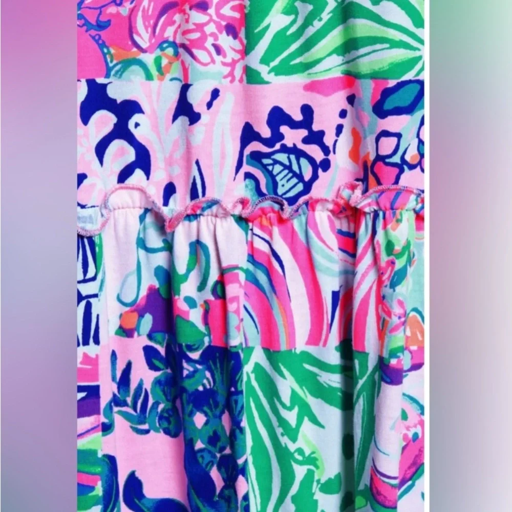 Lilly Pulitzer Loro Tiered Maxi Dress in Multi Patch to Match - Large - EUC - Picture 13 of 16